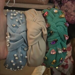 Elegant Women's Headband Set - Blue, Cream, Green